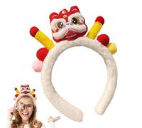 Chinese Lions Dance Costume Cute New Year Hair Accessories Plush Lions Headband | White Red Hairpin, Pri Party Hair Accessories