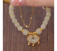 Chinese Longevity Lock Bracelet for Women with Drop Design and Traditional Craftsmanship in Glass and Glaze (B)