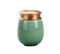 Chinese Longquan Celadon Portable Sealed Pill Bottle, Round Lid Mini Storage Tank, Multipurpose Sealed Jar for Tea, Coffee Powder, Dried Fruit, Candy, Vitamin Pills(Emerald Green)