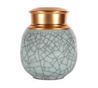 Chinese Longquan Celadon Portable Sealed Pill Bottle, Round Mini Storage Tank, Designed Crack Multipurpose Sealed Jar for Tea, Coffee Powder, Dried Fruit, Candy, Vitamin Pills(Blue)