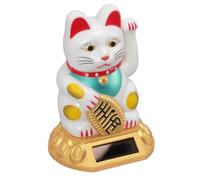Chinese Lucky Cat Solar Light Statue for Home Car Decor Office Desk Hotel Cafes Gift, Plastic Material 3.15x1.77x1.77in (White)