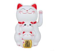 Chinese Lucky Cat,Solar Waving Hand Lucky Fortune Cat Lucky Cat Ornament For Shops,Offices And Homes,7.7x7.7x11.4CM(White)