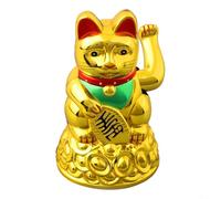 Chinese Lucky Waving Cat Maneki Neko Gold Fortune Feng Shui Figurine for Home Office Decoration (6.5inch gold)