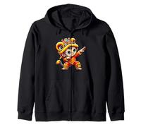 Chinese Lunar New Year 2025 Dabbing Monkey Lion Dance Zip Hoodie