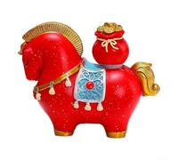 Chinese Lunar New Year Rotating Horse Statue Made of Resin with Hand-Painted Lucky Elements Like Ingots and Prosperity Bags for Desk or Shelf (3)