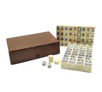 Chinese Mahjong Game Set - 144PCS Mahjong Tile Gathering Table Games Set | Solid Structure Easy To Read Mah Jongg Game | Travel Mah Jong Set 2 Reserve Mahjong Tiles + 2 Dice for Adult Parties Games
