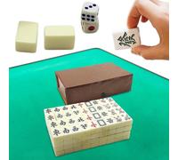 Chinese Mahjong Game Set - 144pcs Mini Mah-Jongg Tiles | Compact Playing Sett | Traditional Familly Table Gme | Fun Activity Kit for Family Night New Year Party Gathering Use