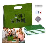 Chinese Mahjong Set The Small Tablecloth Carrying Bag Dice Tile Ruler Tiles | Mahjong Board Game for Friend's Night Game, Holiday Birthday