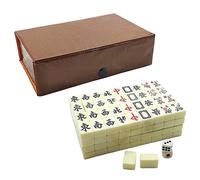 Chinese Mahjong Set, Travel Mahjong, 144 Mahjong Tile Set, 2 Dice & 2 Spare Cards & Carry Box, Solid Structure, Portable Traditional Majong Game Sets for Family Game Leisure Time