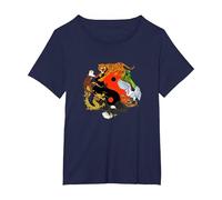 Chinese Martial Arts - The Seven Animals Forms T-Shirt, Women's Plus, Navy Blue, 2X