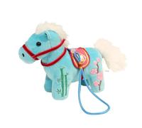 Chinese Mascot Horse Pendant, 2026 Year of The Horse Mascot Figurine Chinese Zodiac Horses Pendant Statues Decorations, Soft Plush Stuffed Horses for Children Youth Teens Men Women (Blue)