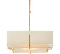 Chinese Modern Cloth Art Lamp Minimalist Round Square Ceiling Light for Living Room, Dining Room, Restaurant(Gold)/D