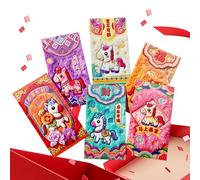 Chinese Money Envelopes | 6-Piece New Year 3D Good Luck | Embroidered 2026 Spring Festival Cash Pocket | for Wedding Housewarming Adults Family Greeting Cards Party Favors