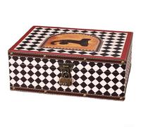 Chinese Motif Wooden Storage Container with Leather Finish and Reliable Alloy Lock for Accessories and Daily Essentials (B 32 * 24 * 12)
