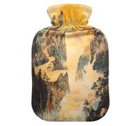 Chinese Mountain Sunset hot Bottle Water Bag with Soft Cover 2L Warmer Bag for Neck Shoulder Warmer Neck Shoulder