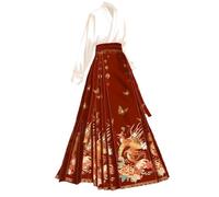 Chinese National Style Hanfu Horse Face Skirt Set Phoenix Peony Embroidery Printing New Chinese Daily Commuting Improved Hanbok Ming Dynasty Mamian Dress Red