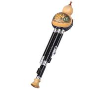 Chinese National Wind Instrument Adult Beginner Anti-fall Natural Gourd Ebony Pipe Hulusi Flute Professional Hulusi (Color : B flat)
