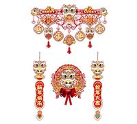Chinese New Year 2025 Couplet - Year Of The Snake Fu Character Ornament, Traditional Decoration Kit | Lunar Festival Hanging Banner Set For Home Office Shop , Cultural Red Paper Decoration