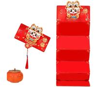 Chinese New Year 2026 Horse Red Envelopes Foldable Lucky Money Packets featuring Gold Foil Patterns for Spring Festival Decor 17x9cm(A)