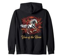 Chinese New Year 2026 Year of the Horse Lunar Zodiac Zip Hoodie