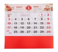 Chinese New Year 2027 Lunar Year Monthly Wall Calendar for Family | Paper with Fine String, Red and Gold Festive Design, Ample Planning Space for Office Walls