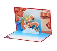 Chinese New Year 3D Popup Dragon Greeting Card With Envelope Postcard Handmade Gift Card For Friend 2024 Spring Festival Handmade Birthday Card