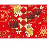 Chinese New Year Backdrop 2026 Lunar Horse Year Spring Festival Red Lantern Photography Background Chinese Lunar New Year Family Party Decoration Photo Props (120x70 inch (10x6FT))