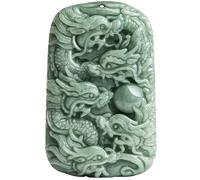 Chinese New Year Blue/Green Ice Jade Dragon Necklace,Kowloon Protector Zodiac Pendant, Symbol of Strength & Good Fortune - Ideal Lunar New Year Gift for Harmony and Protection