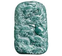 Chinese New Year Blue/Green Ice Jade Dragon Necklace,Kowloon Protector Zodiac Pendant, Symbol of Strength & Good Fortune - Ideal Lunar New Year Gift for Harmony and Protection