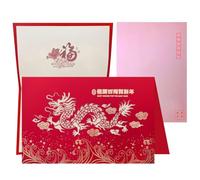 Chinese New Year Card, 2024 Year of the Dragon Greetings Card, Chinese Spring Festival Blessing Card for Business Friends Family Lovers, Chinese Spring Festival Supplies