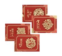 Chinese New Year Cards 2025, Greeting Cards, 4 Pack with 3d Hollow Design and Envelopes, Lucky and Prosperous, Chinese Red Envelopes for Spring Festival, Multicolor, 7.48x5.12in