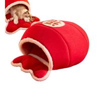 Chinese New Year Cat Sleeping Bag - Plush Cuddle Sack for Cats, Puppies and Dogs Living in the House - Thick Warm Cat Bed, Cosy Cat Den, Red Cuddly Cat