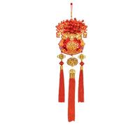 Chinese New Year Decor - Red Festive Ornamentation, Lunar New Year Decorative Pendant, Velvet Flock Material Composition, Prosperity Symbol Display Function for Home Adornment