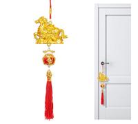 Chinese New Year Decoration - 3D Golden Pendant for Party and Celebration Decoration, Lucky Wealth Chinese New Year Decoration with Tassel | For Blessing Wishes Wall Window Home Celebration