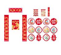 Chinese New Year Decoration Set With Bright Couplets And Luck Characters For Traditional Celebration