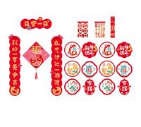 Chinese New Year Decoration Set With Bright Couplets And Luck Characters For Traditional Celebration