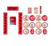 Chinese New Year Decoration Set With Bright Couplets And Luck Characters For Traditional Celebration