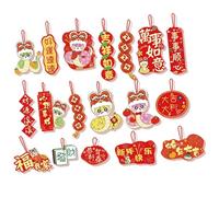 Chinese New Year Decorations 2025 Hanging Ornaments for Tree, 18pcs Chinese New Year Red Paper Pendants with Hanging Cords Spring Festival Hanging Ornaments for Home Potting Plants (Year of Snake)