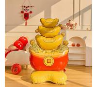 Chinese New Year Decorations 2026-155cm Gold Ingot Stack Standing Foil Balloon | Huge 3D Golden Yuan Bao Inflatable for Spring Festival & Wealth Blessing | Large Festive Decor