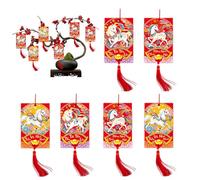 Chinese New Year Decorations - 6 Pieces Vietnamese New Year 2026, Year of the Horse Party Decorations | For Home Office Portal Tree Wall Window Shelf Party