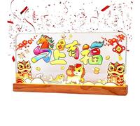 Chinese New Year Decorations, Acrylic Ambient Lighting 2026 | Year Of The Horse Illuminated Desk Decoration - For Home, Bedroom, Living Room, Office, School, Apartment