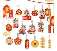 Chinese New Year Decorations - Hanging Pendants, Kit Of 18 Chinese Decorative Elements - For Home Decoration, Parties, Celebration And Hall At Festival