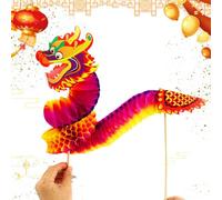 Chinese New Year Dragon Dance, Small Dragon Paper Craft Set - New Year Paper Dragon Puppet Home Decor Creative Educational Toys