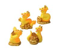 Chinese New Year Dragon Ornament,4PCS Miniature Resin Dragon Figurines Mini Dragon Figures Ornaments,Chinese Zodiac Mascot Ornament For New Year Table Car Decorations (A Dragon Figurines Kit)