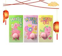 Chinese New Year Envelopes - 3 Pieces Red Package Set Lucky Horse with 3D Soft Butt Design Money Holder for Spring Festival Party Gift Lucky Envelope for Holiday Party Family Friends