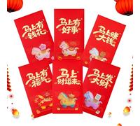 Chinese New Year Envelopes - 6pcs Horse Money Bag Red Packets Red Envelopes 2026 Spring Party Accessory Wedding Party Favor Birthday Gift