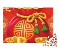 Chinese New Year Fortune 1000pc Thick Cardboard Jigsaw Puzzle for Stress Relief Seekers Christmas Gathering Home Decor Idea 52x38cm/1000pcs