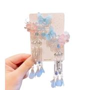 Chinese new year hair accessories,hair accessories, Chinese Style Hair Clips Flower Butterfly Tassels Hairpins Forehead Chain Side Clip Sweet Cute Hanfu Headdress for Children Girls