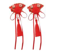 Chinese New Year Hair Clips | New Years Accessories, Tassels Red Hairy Bows With Tassels | Chinese Hair Clip, Happy New Year Hair Accessories For Birthdays, Celebrations