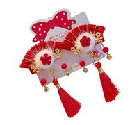 Chinese New Year Hair Clips, Red Furry Bows with Tassels Chinese Hair Clip - Happy New Year Hair Accessories for Mother's Day, Birthday, Kids, Family, Friends